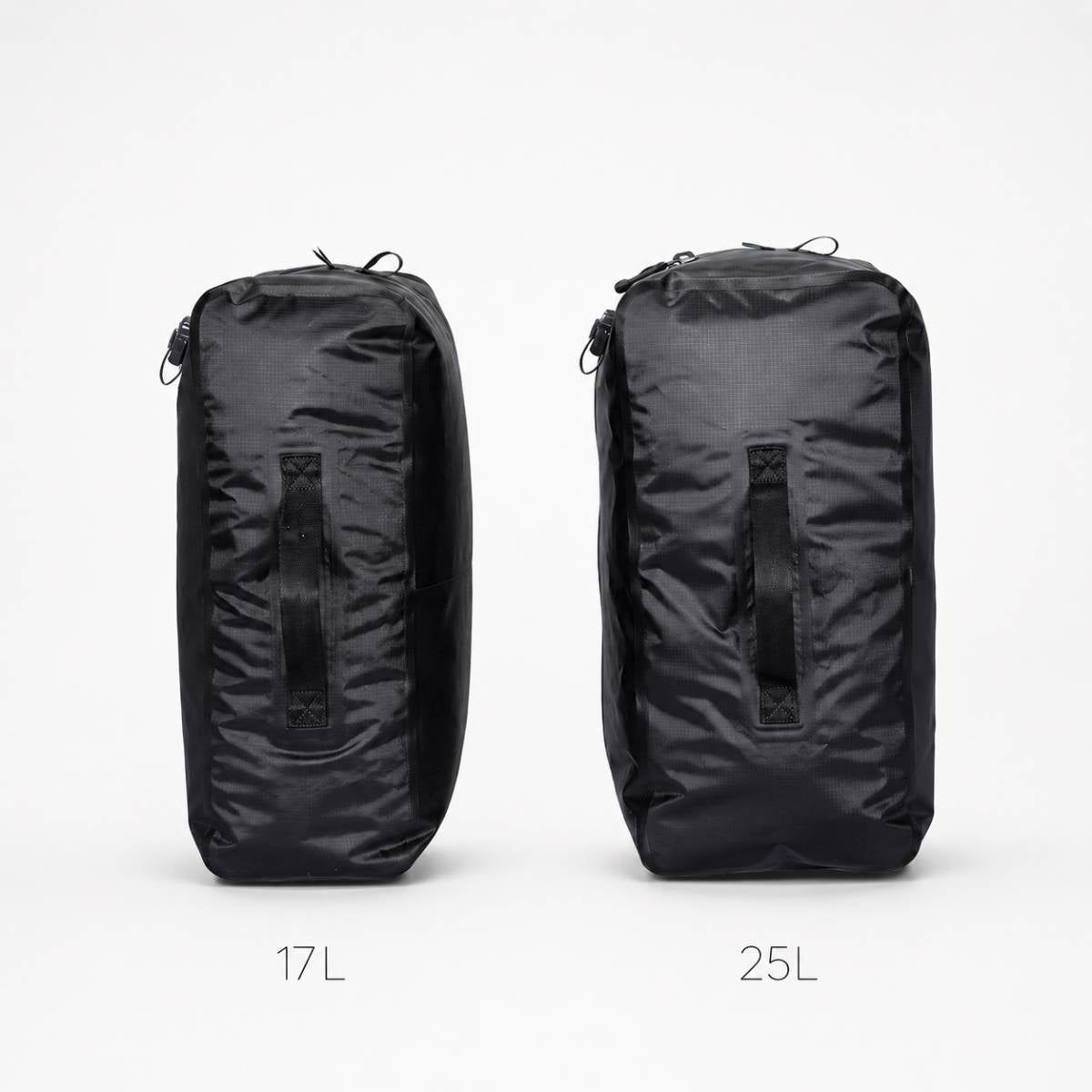 Zeeksack Vacuum Bag (sort) – størrelsessammenligning af vakuumposer på 17L og 25L.